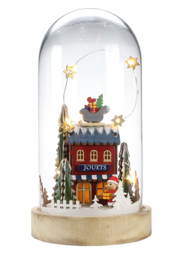 campana di vetro con illuminazione LED bianco caldo, Ø 11 x H 22 cm Nathan