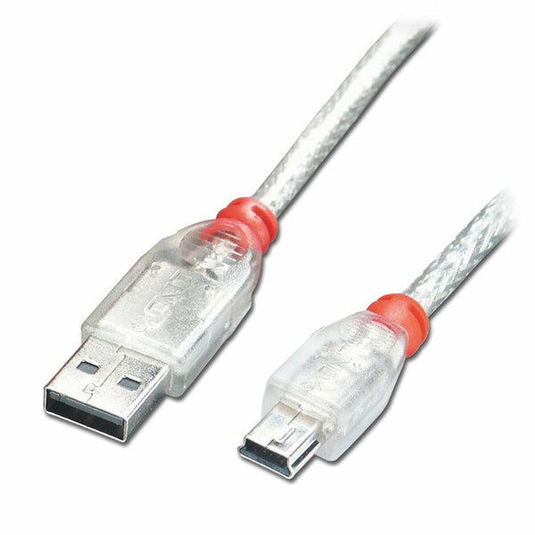 Cavo USB 2.0 A con Mini USB B LINDY 41782 Grigio Trasparente 1 m-0