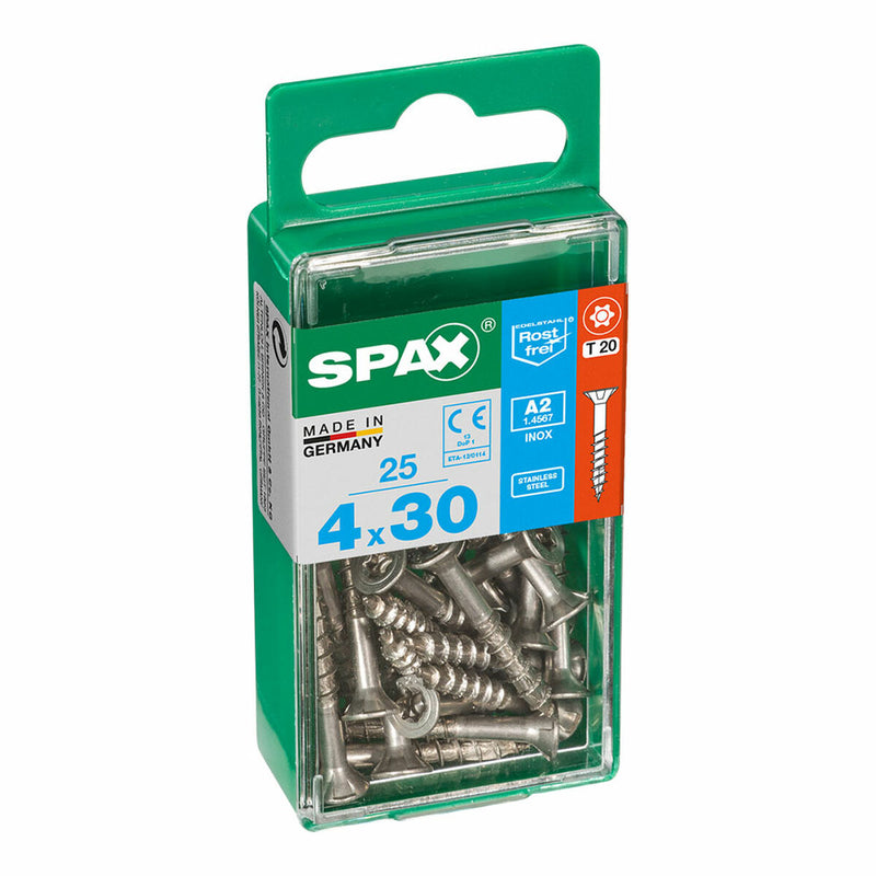 Scatola a viti SPAX 4197000400301 Vite per legno Testa piatta (4 x 30 mm) (4,0 x 30 mm)-0