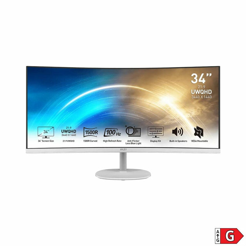Monitor MSI PRO MP341CQW Bianco 34" 100 Hz-5