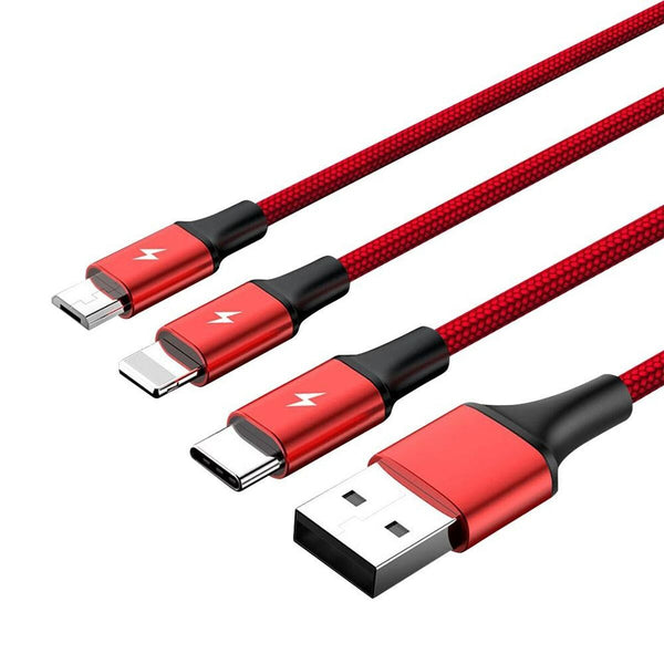 Cavo da USB a Micro USB, USB-C e Lightning Unitek C4049RD Rosso 1,2 m-0