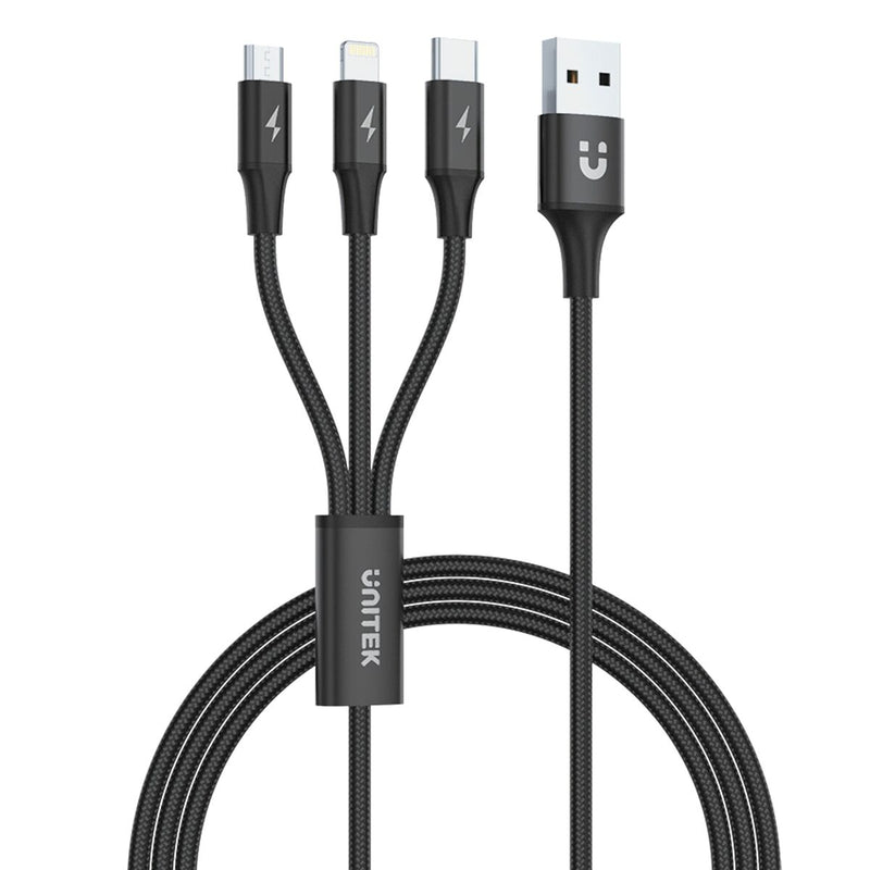 Cavo da USB a Micro USB, USB-C e Lightning Unitek C14049BK Nero 1,2 m-2