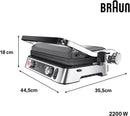 Braun MultiGrill9 CG9167  Pro Griglia Elettrica a Controllo Elettronico, 2 Termostati Indipendenti, 3 Posizioni Cottura, Termosonda Braun