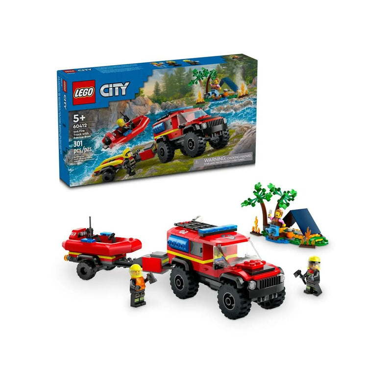 Playset Lego 60412 4x4 Fire Engine with Rescue Boat-0