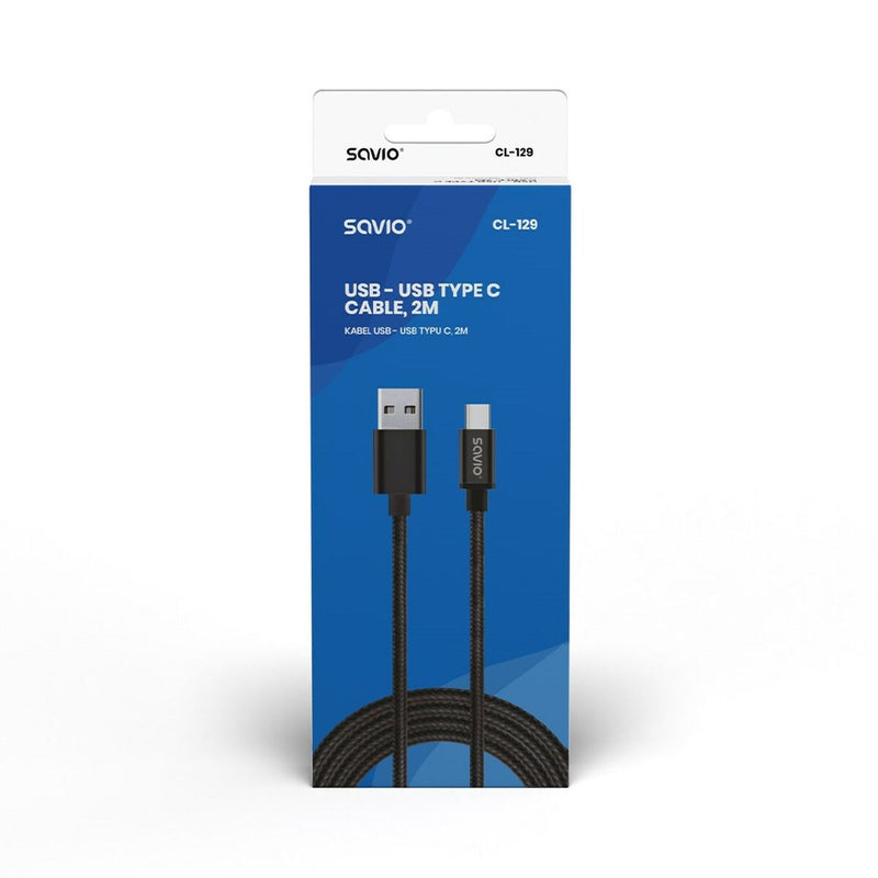 Cavo USB A con USB C Savio CL-129 Nero 2 m-3