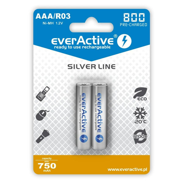 Batterie Ricaricabili EverActive EVHRL03-800 AAA R03 1,2 V 3.7 V (2 Unità)-0