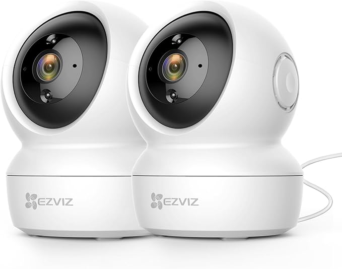 EZVIZ C6N Telecamera Wi-Fi Interno 1080p Videocamera Sorveglianza Interno Pan/Tilt/Zoom Compatibile con Alexa, Rotazione a 360°, Visione Notturna, Tracciamento del Movimento e Audio Kit 2 ezviz
