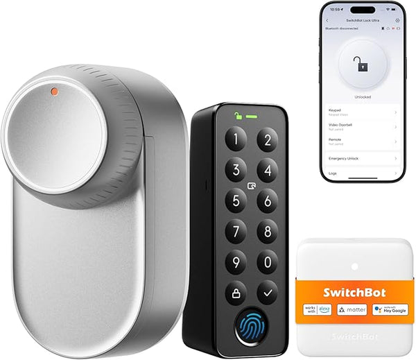 Serratura Smart Con Impronte Digitali SwitchBot WiFi Smart Lock Ultra Con Tastierino Touchscreen, , Serratura Elettronica Con Batteria Ricaricabile, Adatta A Porte Europee, Matter/Alexa/Google SwitchBot