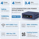Beelink Mini PC, Intel 12th Gen Alder Lake- N95 (fino a 3,4GHz), 8GB DDR4 RAM 256GB SSD, Mini S12 Desktop Computer Supporto 4K Dual HDMI Display/USB3.2/WiFi 5/BT4.2/Gigabit Ethernet
