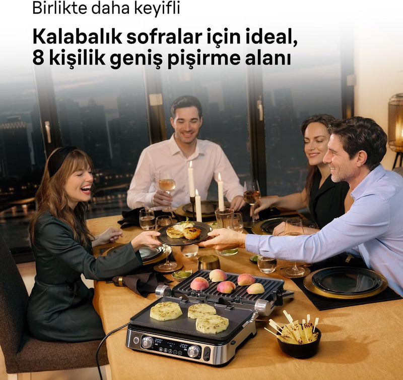 Braun MultiGrill9 CG9167  Pro Griglia Elettrica a Controllo Elettronico, 2 Termostati Indipendenti, 3 Posizioni Cottura, Termosonda Braun