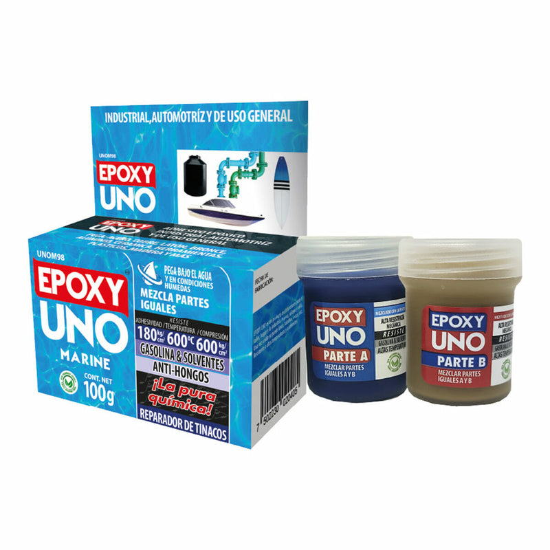 Adesivo epossidico bicomponente Fusion Epoxy Black Label Unom98 Universale Blu Marino 100 g-0