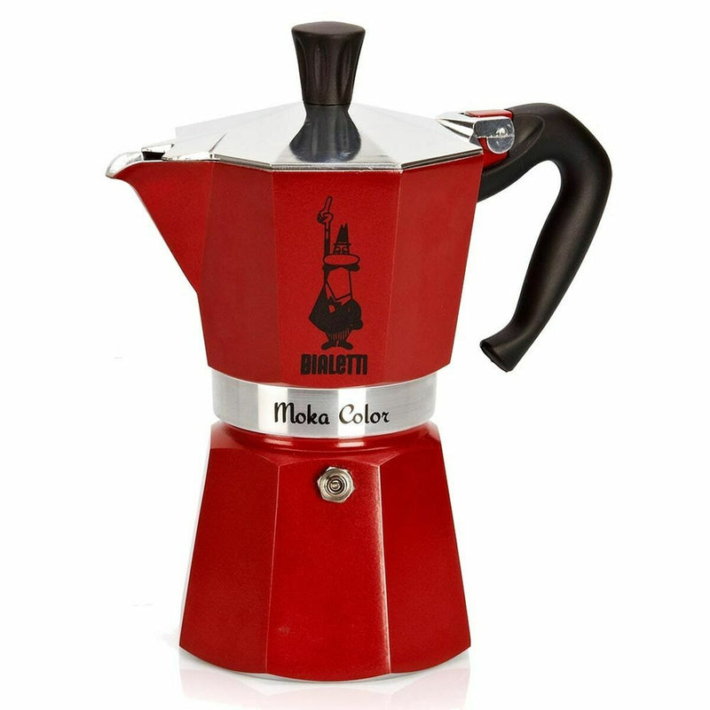 Caffettiera Italiana Bialetti Moka Express Rosso Alluminio 6 Tazze-0