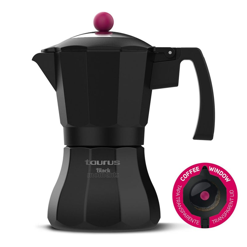 Caffettiera Italiana Taurus Black Moments 3 Nero Alluminio 3 Tazze-2