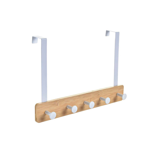 Appendiabiti per Porte Home ESPRIT Bianco Metallo Bambù 38,5 x 4,8 x 25,5 cm-0