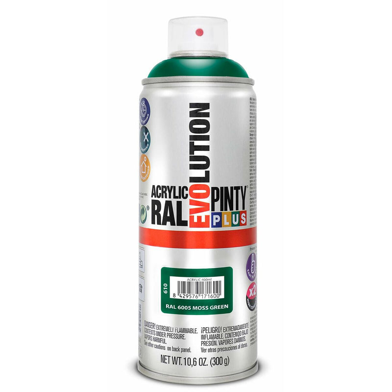 Vernice spray Pintyplus Evolution RAL 6005 400 ml Moss Green-0