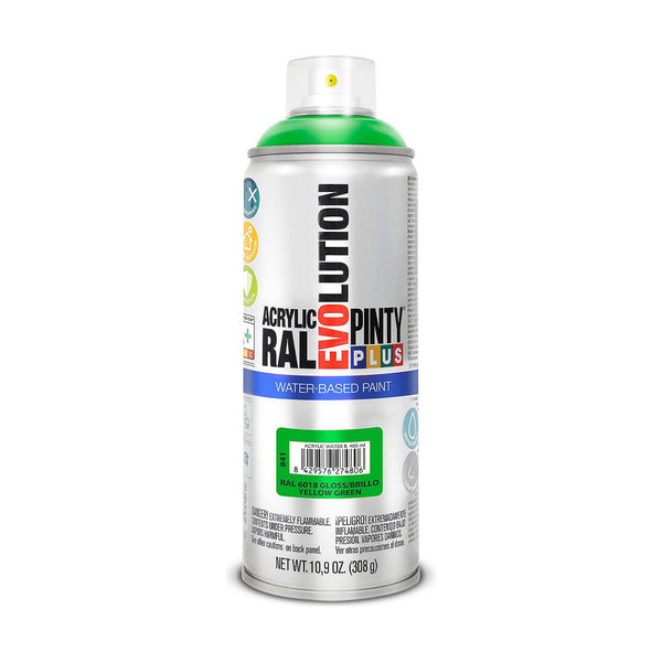 Vernice spray Pintyplus Evolution RAL 6018 Base d'acqua Yellow Green 400 ml-0