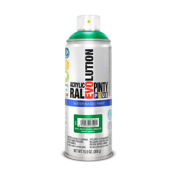 Vernice spray Pintyplus Evolution RAL 6029 Base d'acqua Mint Green 400 ml-0