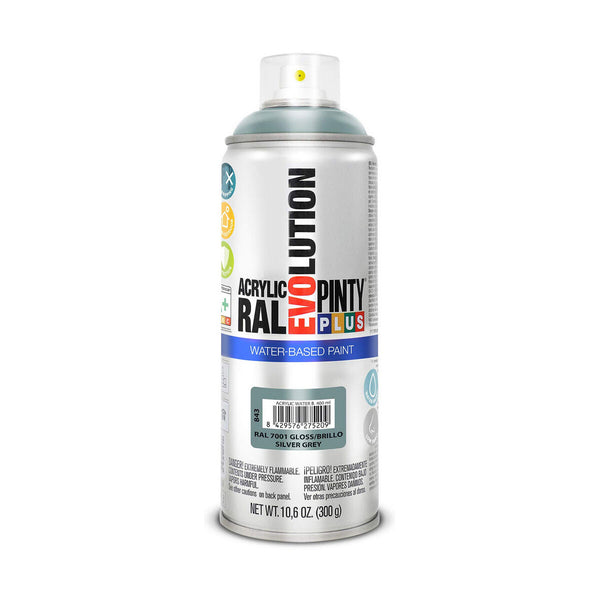 Vernice spray Pintyplus Evolution RAL 7001 400 ml Base d'acqua Silver Grey-0