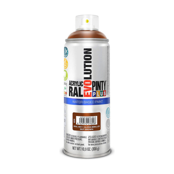 Vernice spray Pintyplus Evolution RAL 8011 Base d'acqua Nut Brown 400 ml-0