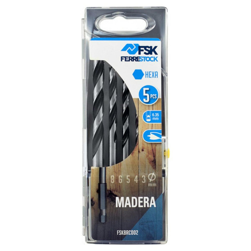 Set di trapani Ferrestock 3 / 4 / 5 / 6 / 8 mm Legno Esagonale-0