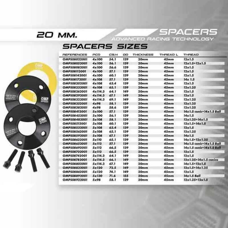 Set di Estrattori OMP OMPS08022001 4x100 54,1 M12 x 1,5 20 mm-4