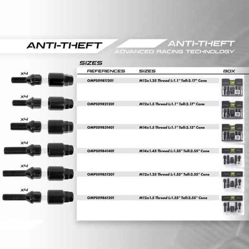 Kit di viti OMP OMPS09831401 M14 x 1,50 4 uds Nero-1