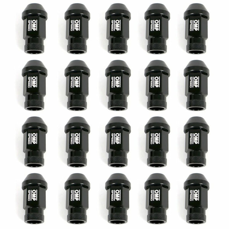 Set Dadi OMP 7075 40 mm M14 x 1,50 20 uds Nero-1