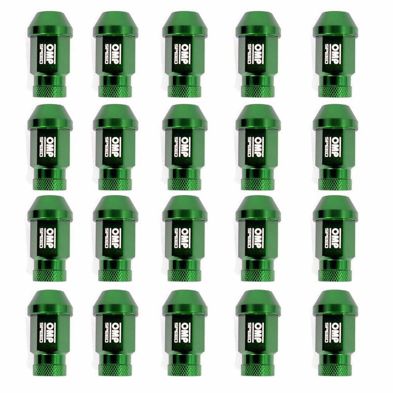 Set Dadi OMP 7075 40 mm M14 x 1,50 20 uds Verde-1
