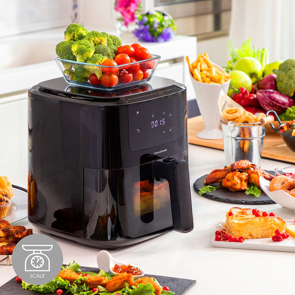 Friggitrice ad Aria con Bilancia InnovaGoods Fryinn Balance 5000 Nero 1500 W 5 L Acciaio inossidabile-0