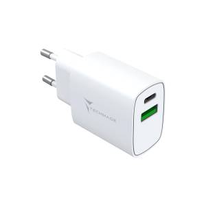 Techmade 20W Caricatore Universale USB-C + USB-A FC White-0