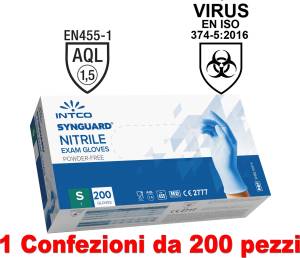 1Conf. da 200pz - Taglia S - Guanti in Nitrile Uso Medico Senza Polvere-0