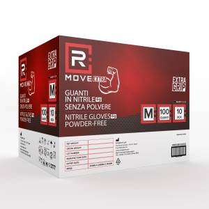 RMove 10Conf. da 100pz Tg.M 6gr da Lavoro - Guanti Nitrile Nero Senza Polvere-0