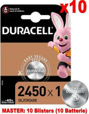 (10  Confezioni) Duracell Lithium Batterie 1pz Bottone DL/CR2450-0