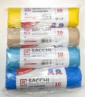 RMove Sacchi Rifiuti 70x120cm 4 Rotoli da 10 Sacchi Colori Vari-0