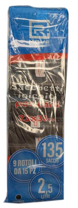 RMove Sacchi Rifiuti Animali 9 Rotoli da 15 Sacchi Nero-0