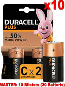 (10 Confezioni) Duracell Plus Batterie 2pz Mezza Torcia LR14 MN1400 C-0