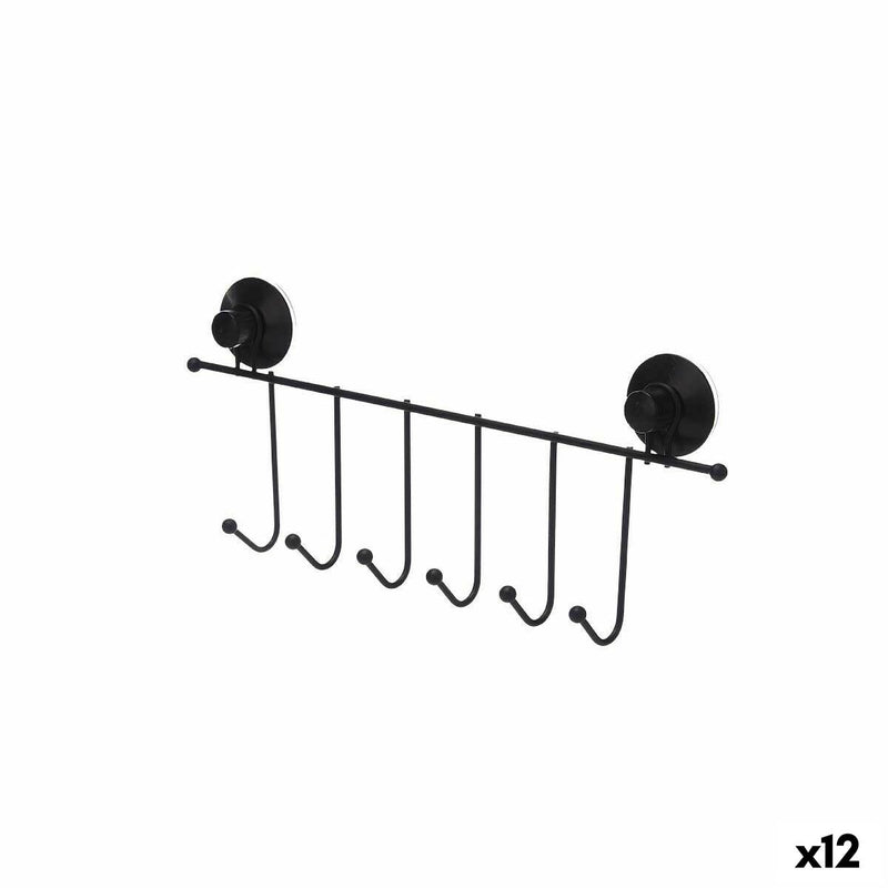 Appendiabiti per Porte Nero Acciaio ABS 39 x 16 x 4,9 cm (12 Unità)-0