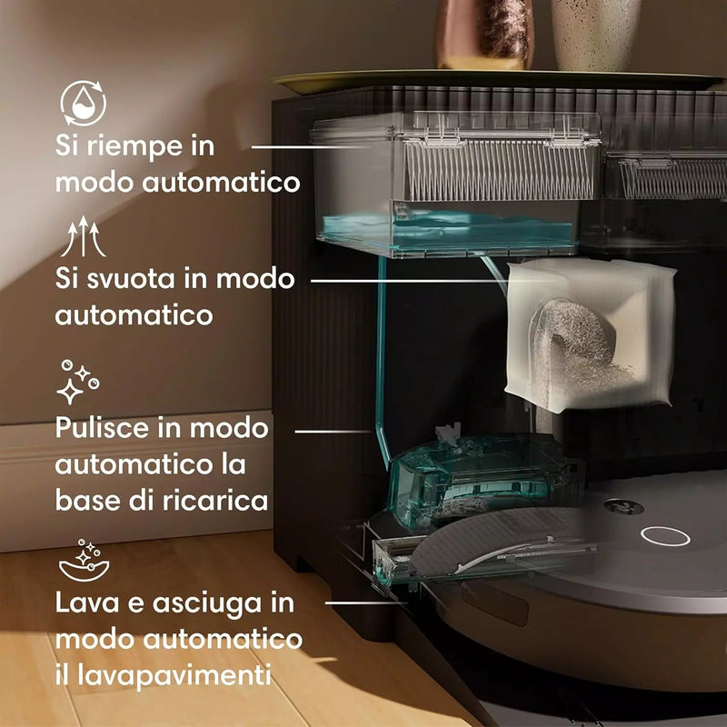 Roomba Combo 10 Max, Robot Aspirapolvere 2 in 1, Stazione Auto svuotamento Riempi IROBOT