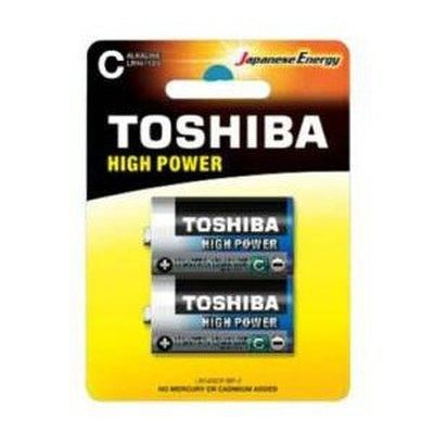 (1 Confezione) Toshiba Batterie 2pz MezzaTorcia LR14GCP BP-2 C Alcaline - bigeshop