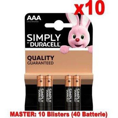 (10 Confezione) Duracell Simply Batterie 4pz MiniStilo LR03 MN2400 AAA - bigeshop