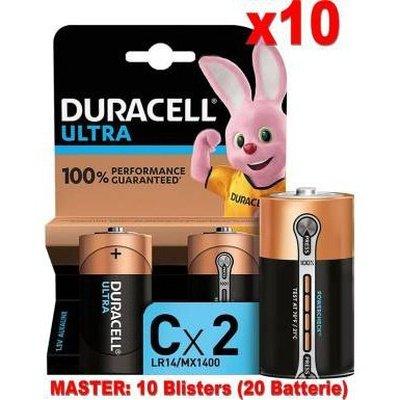 10 Confezioni Duracell Ultra Batterie 2pz Mezza Torcia LR14 MX1400 C