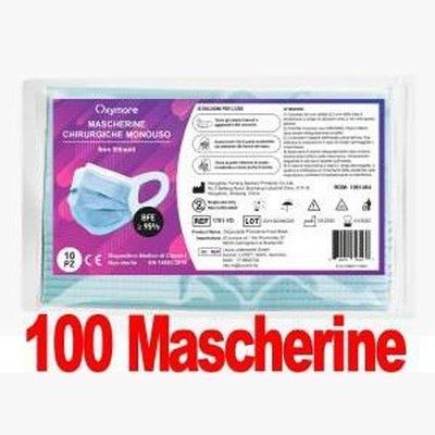 100Mascherine - Oxymore Mascherina Chirurgica 3 Veli Elastico Largo