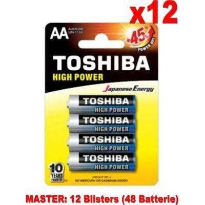 12 Confezioni Toshiba Batterie 4pz Stilo LR6GCP BP-4 AA Alcaline