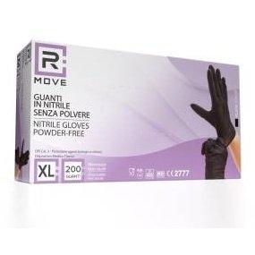 1Conf. da 200pz Tg.XL - RMove Guanti Nitrile Nero Uso Medico Senza Polvere-0