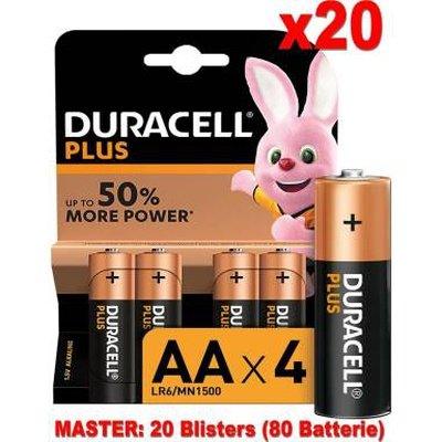 20 Confezioni Duracell Plus Batterie 4pz Stilo LR6 MN1500 AA