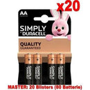 20 Confezioni Duracell Simply Batterie 4pz Stilo LR6 MN1500 AA