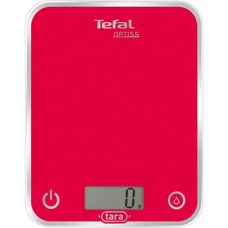 Tefal BC5003 Optiss Glass Bilancia da Cucina Elettronica, Acciaio, Rosso - bigeshop