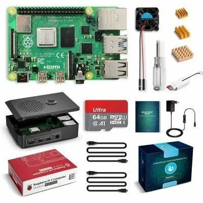 4 Model B 4GB RAM Kit, Raspberry Pi Barebone con 64GB MicroSD Card,