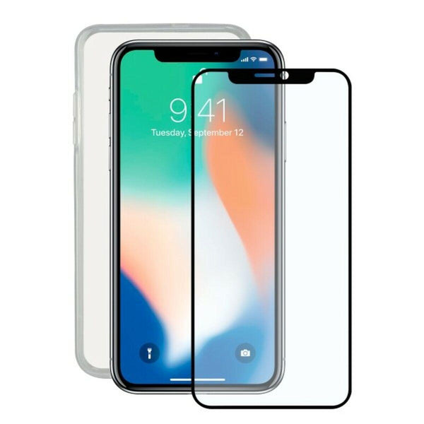 Protettore Schermo Vetro Temprato per Cellulare + Custodia per Cellulare Iphone X Contact TPU - bigeshop