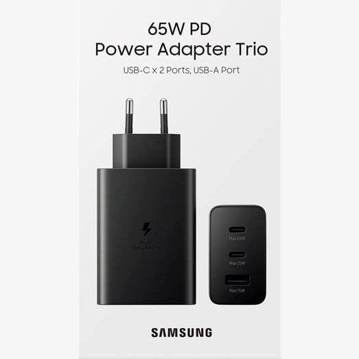 Samsung Caricatore 65W Trio EP-T6530 FC USB-C+USB-A Black-0